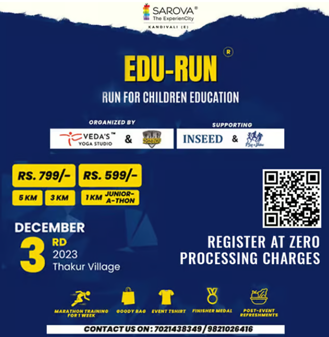 EDU-RUN Marathon - Run for Children Education (organiser partner Veda's Yoga Studio along with RA)